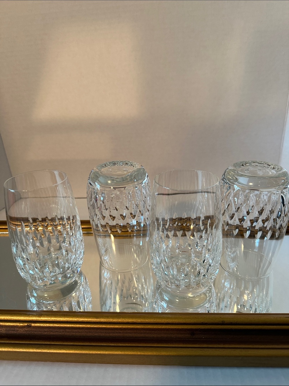 Clear Cut-Pattern Crystal Drinking Glasses - Set of 4